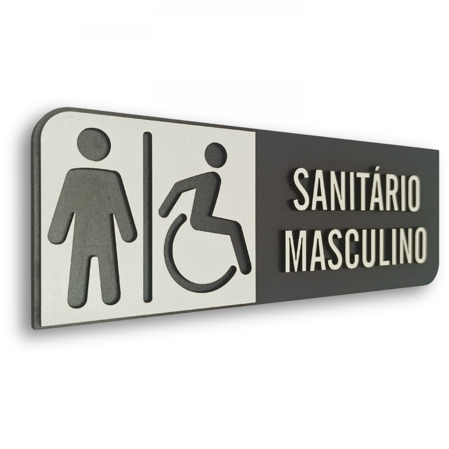 Placa de Sinalização Indicativa em MDF Efeito 3D - WC PCD Masculino
